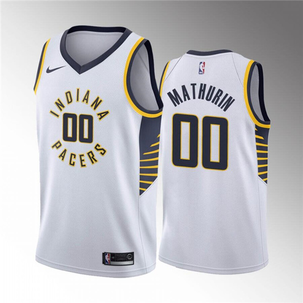 Men's Indiana Pacers #00 Bennedict Mathurin White Icon Edition 75th Anniversary Stitched Basketball Jersey